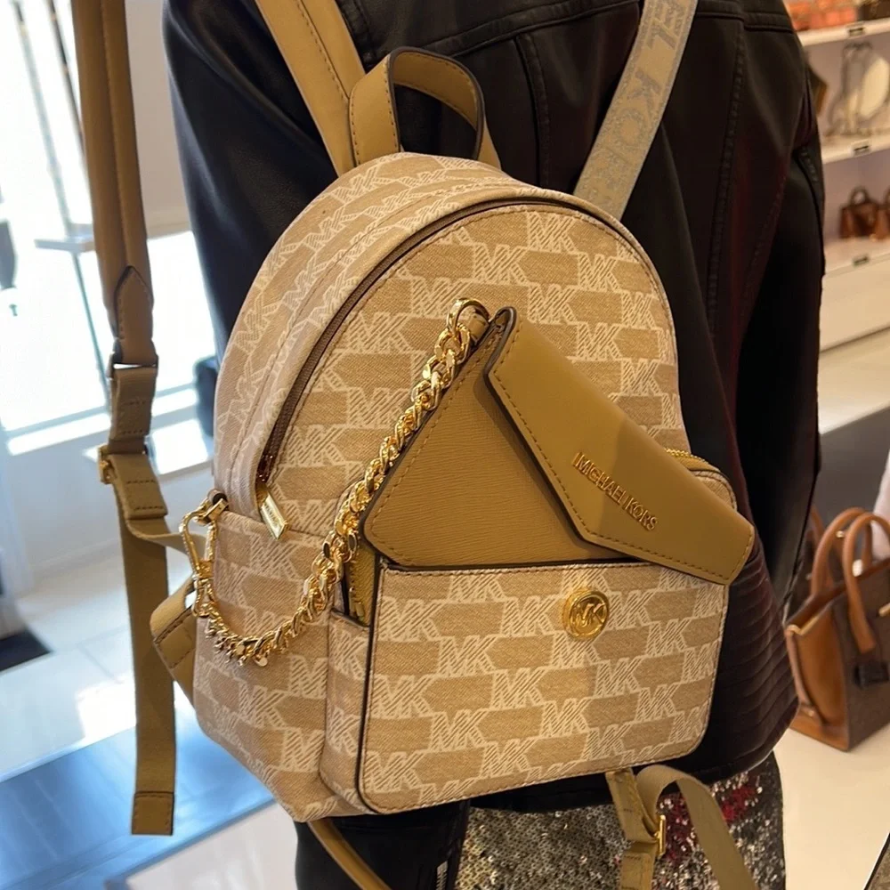MICHAEL KORS Maisie Extra-Small Logo 2-in-1 Backpack Camel  NWT